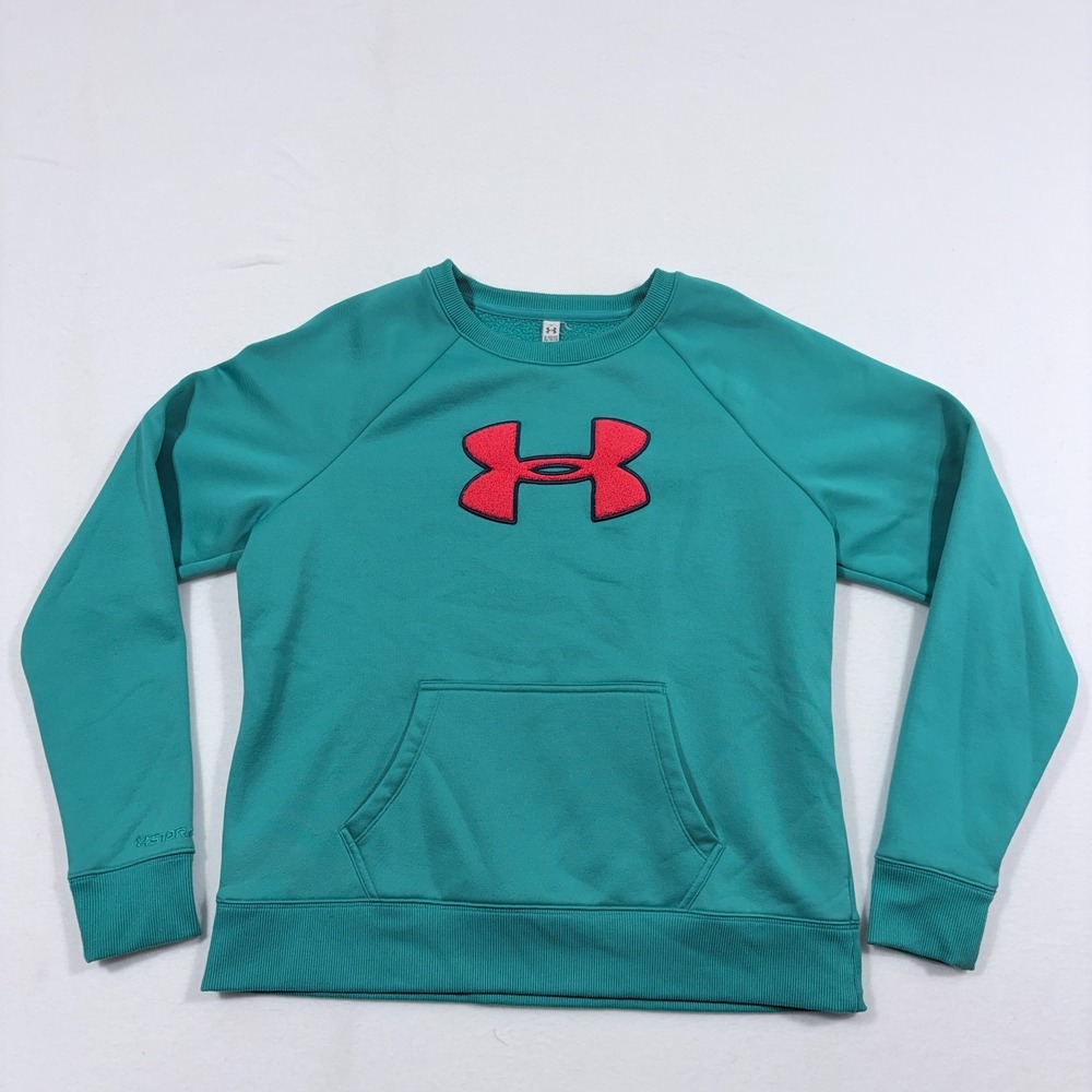 Under Armour Big Letterman Raised Logo UA Pocket Women's Storm GREEN Sz XL